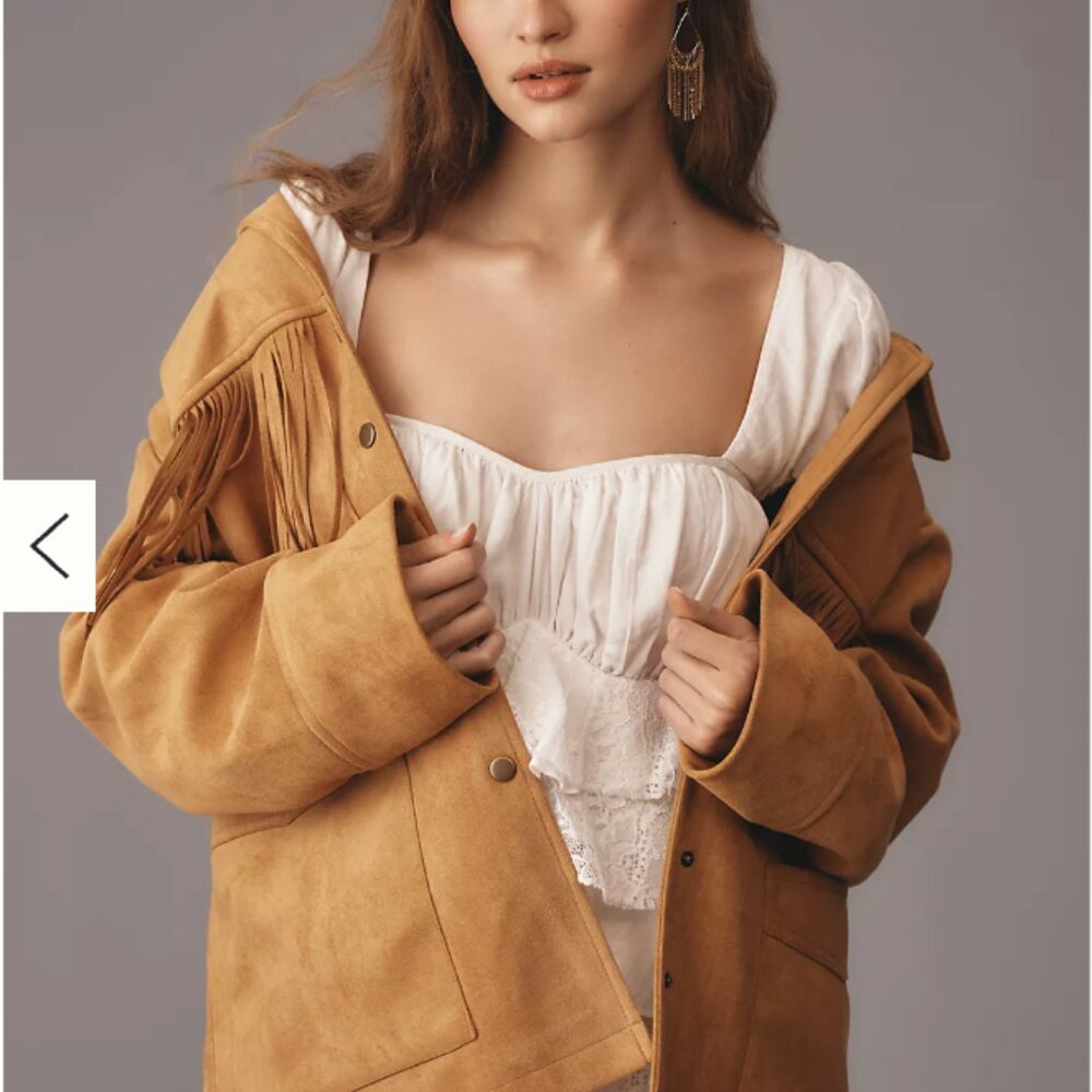NEW Anthropologie Pilcro Western Fringe Jacket Honey XS - Picture 7 of 11